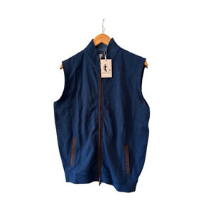 SHARP LAD Blue Full Zip Vest with Brown Accents - Medium